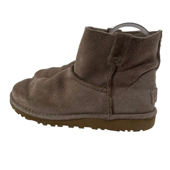 UGG Classic Unlined Mini Boot Gray Perforated Leather Ankle Pull On Shoe Size 6 - Picture 3 of 11
